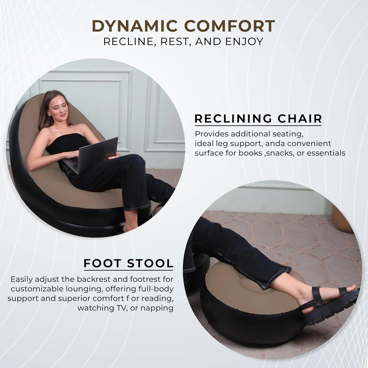 Inflatable Sofa with Footrest With  Free Electric Inflator